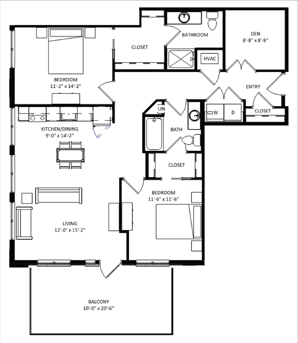 2 Bedroom + Den