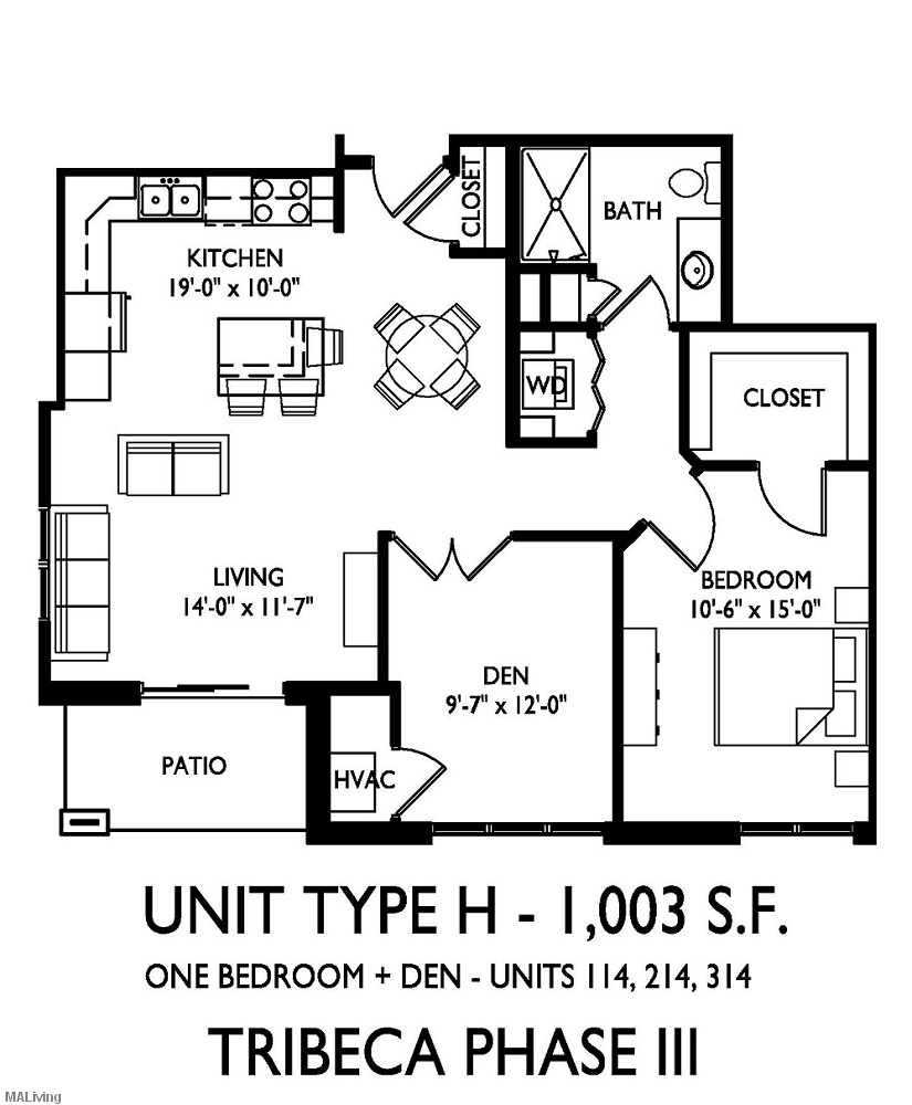 1 Bedroom + Den / 1 Bath