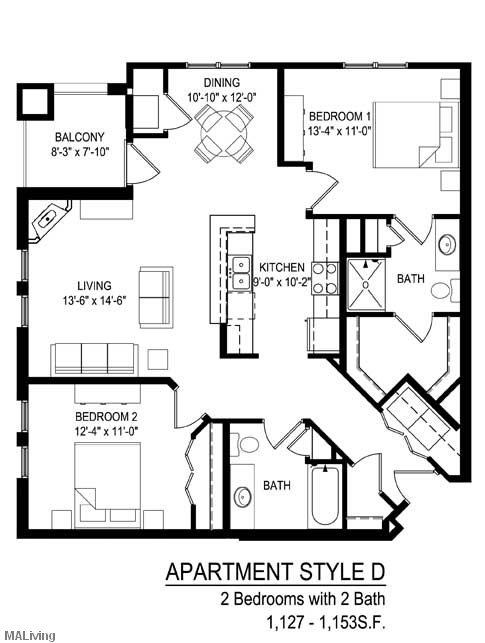 2 Bedrooms / 2 Baths
