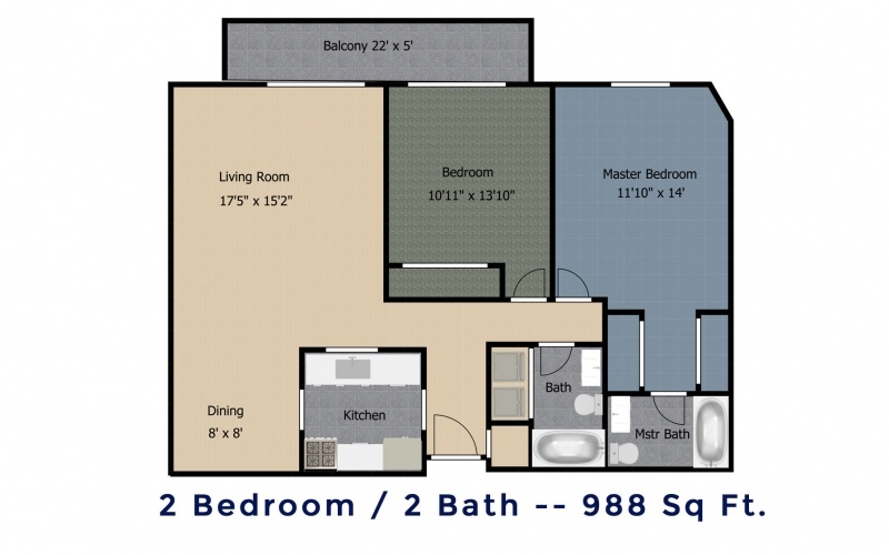 2 Bedroom / 2 Bath