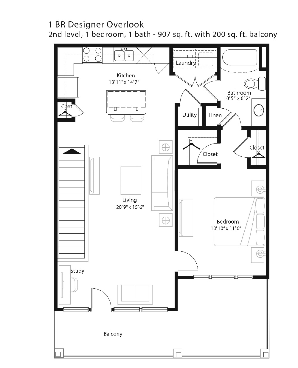 1 Bedroom Designer Overlook - 2nd Level