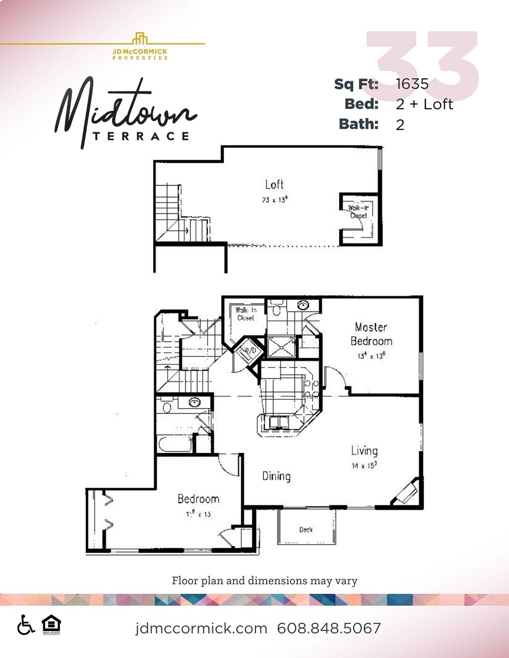 2 Bedroom + Loft / 2 Baths