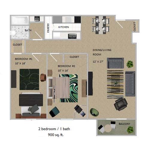 2 Bedroom / 1 Bath