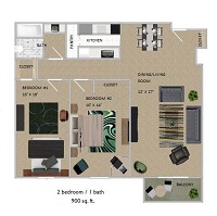 2 Bedroom / 1 Bath