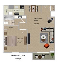 1 Bedroom / 1 Bath