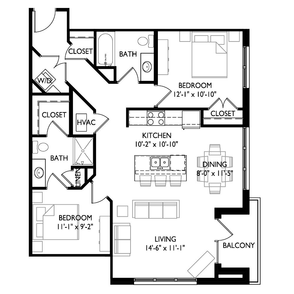2 Bedroom / 2 Bath