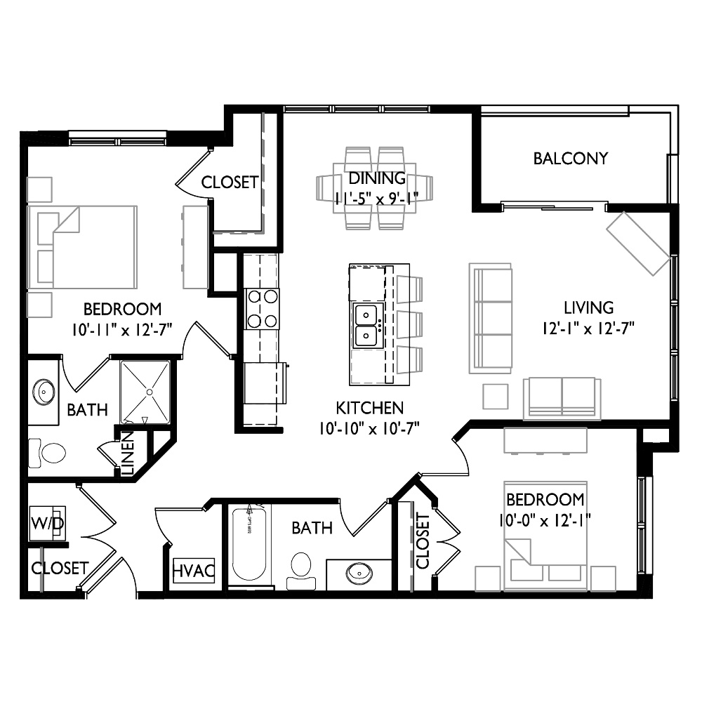 2 Bedroom / 2 Bath