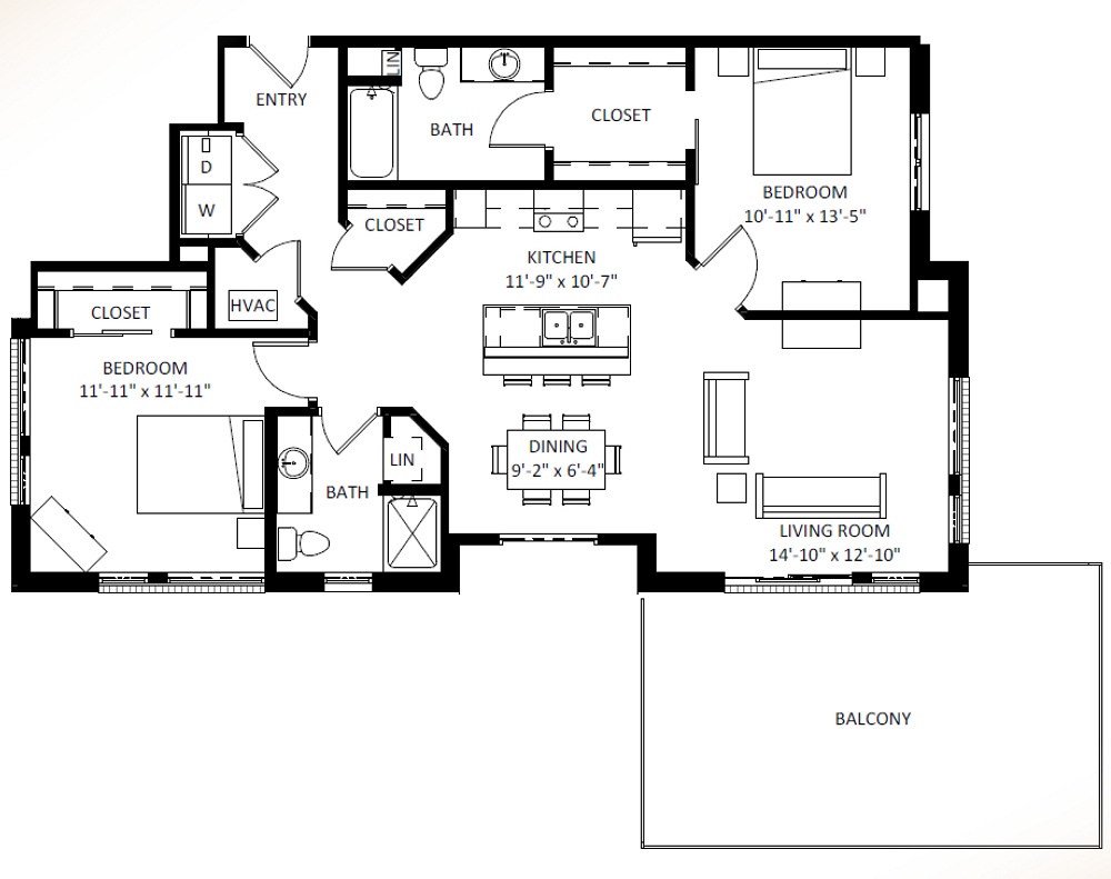 2 Bedroom / 2 Bath