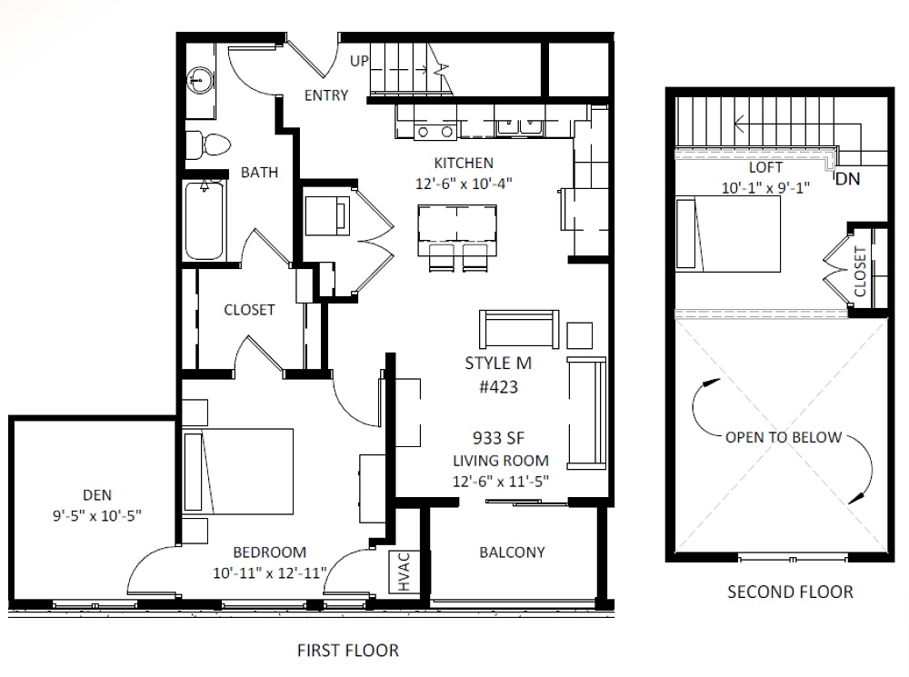 1 Bedroom + Loft + Den / 1 Bath