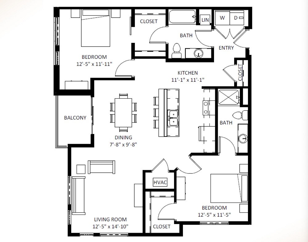 2 Bedroom / 2 Bath