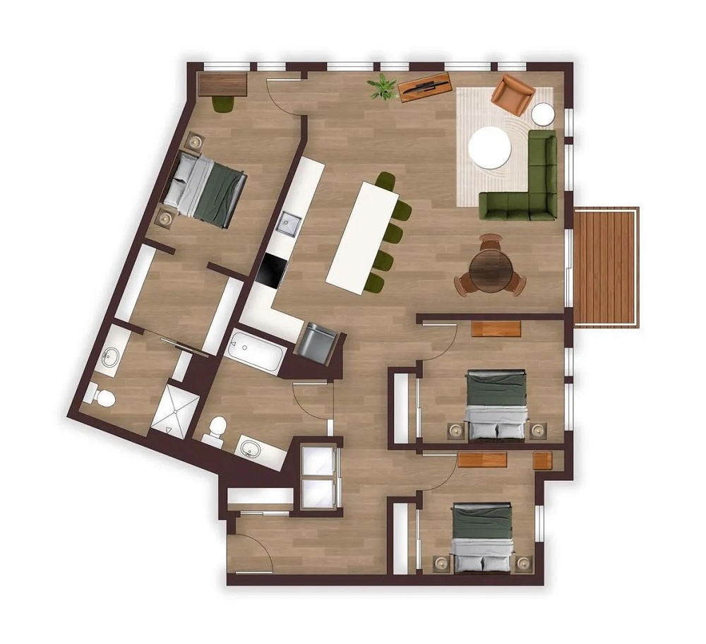 Unit 3A (With Patio)