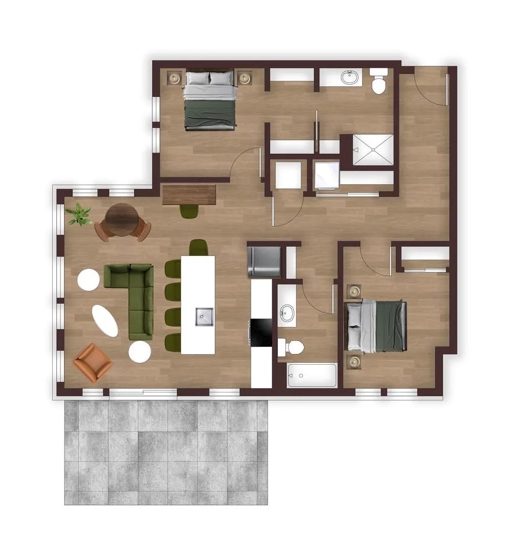 Unit 2B (XL Patio)