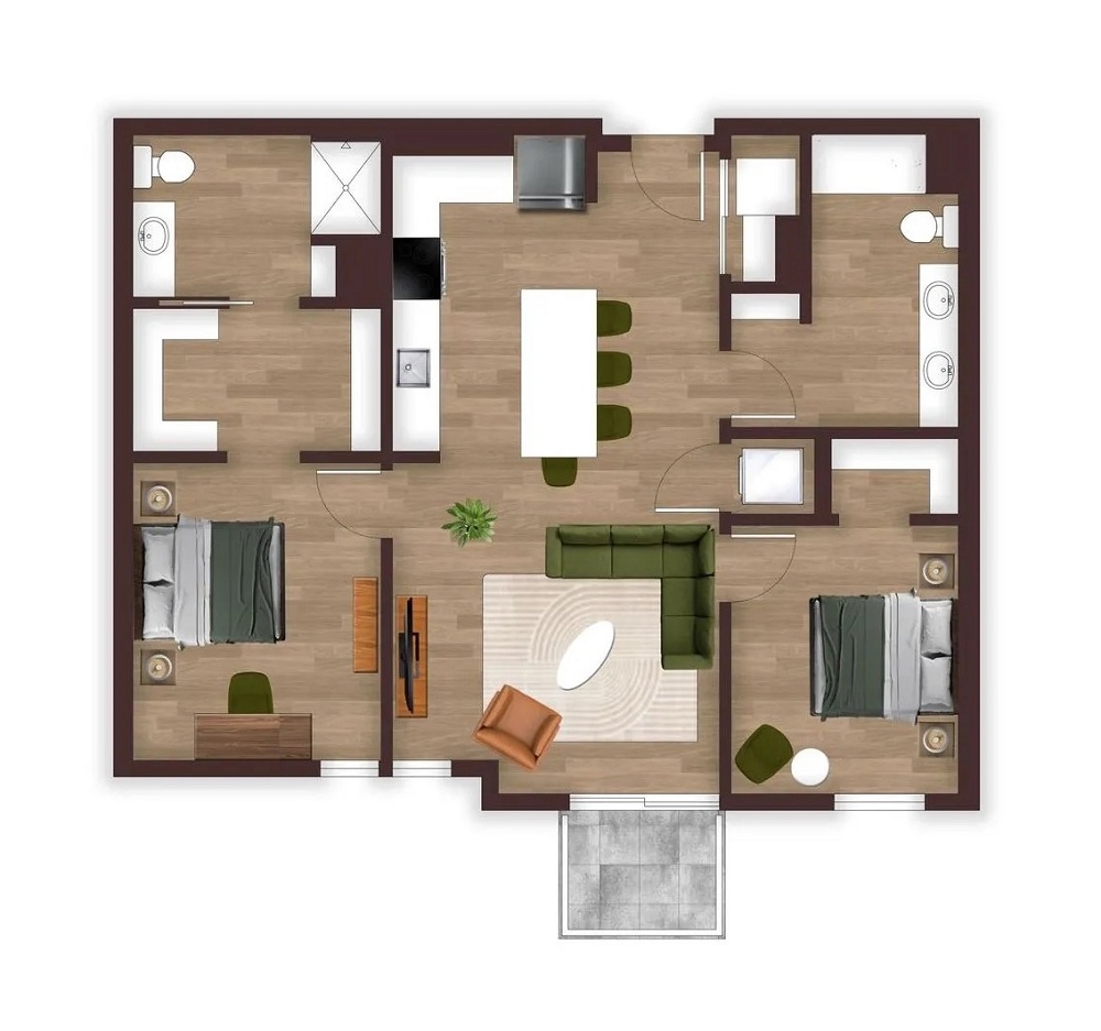 Unit 2D (With Patio)