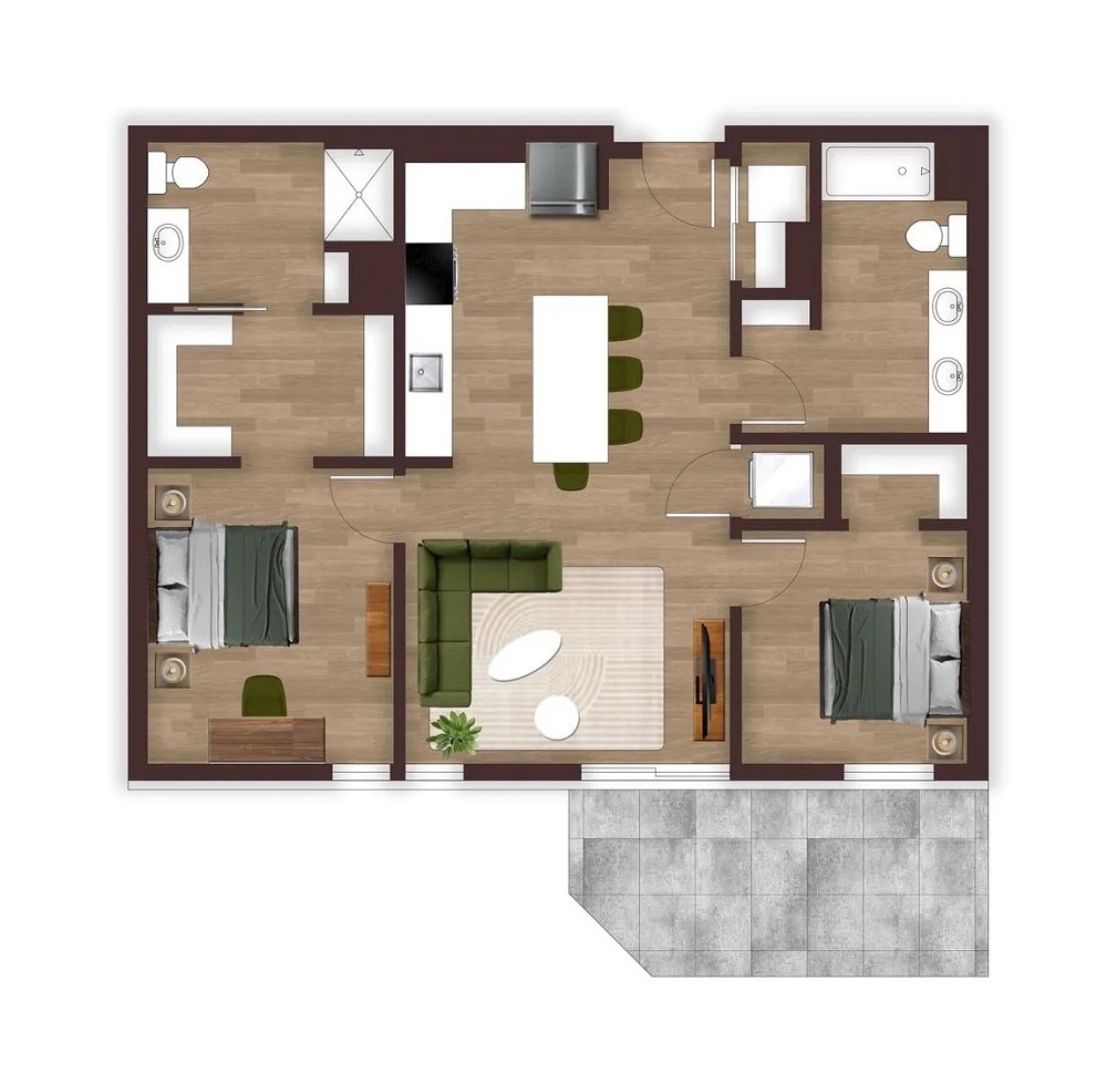 Unit 2D (XL Patio)