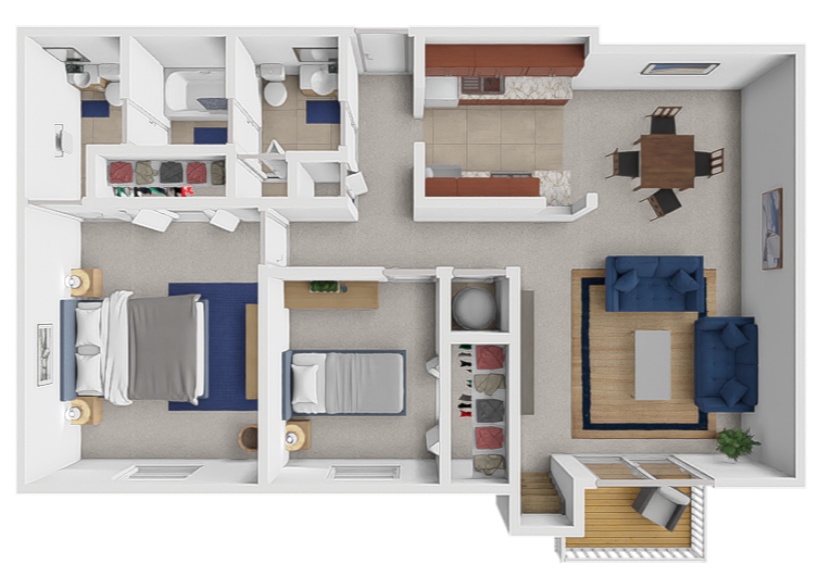 2 Bedroom / 1.5 Bath