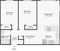 2 Bedroom / 1 Bath